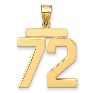 14k Yellow Gold, Athletic Collection, Large Polished Number 72Pendant